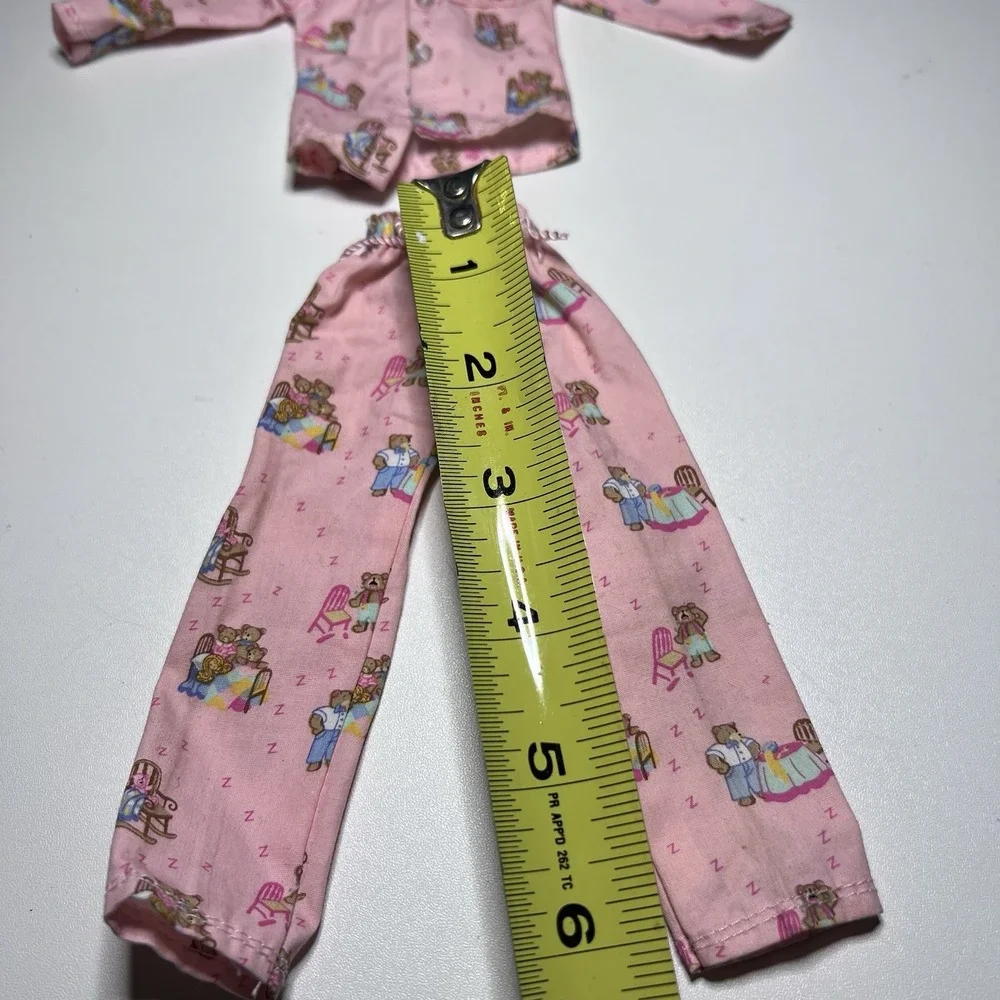 Vintage Barbie Clothing Pink Teddy Bear Button Up Pajama‎ Outfit